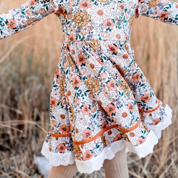 Matilda Wildflowers Fall Florals Dress with Jane Lace Trim NEW NWT Made by Molly - Picture 5 of 11